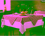 TOVAGLIA BIANCA IN COTONE E COPRIMACCHIA A QUADRETTI ROSSI PER AGRITURISMO