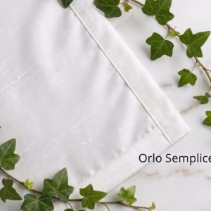 Tovagliolo bianco in raso fiammato rifinito con orlo semplice - Secla